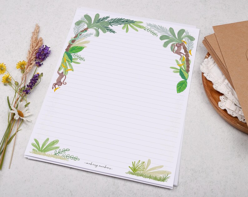 A4 Letter Writing Paper With Children's Safari Monkey - Lined or ...