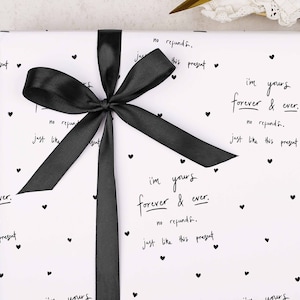 Funny Valentine Wrapping Paper | Joke 'No refunds' Anniversary Gift Wrap | FOLDED single sheet wrap in a premium matt finish | Add Ribbon