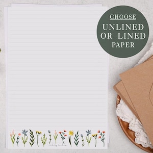 A4 Letter Writing Paper Sheets | Spring ditsy meadow flowers | Lined or Unlined Paper | Stationery Gift or Thoughtful Present