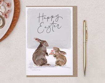 Carte de joyeux lapin de Pâques - Carte de voeux de lapin sentimental