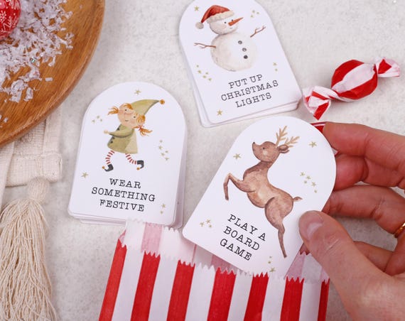 24 Christmas Activity Cards For Fill Your Own Advent Calendar - Ideal For Children & Adults