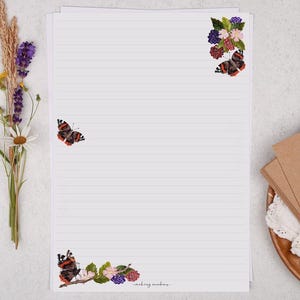 A4 Letter Writing Paper With Butterfly - Lined or Unlined Stationery ...