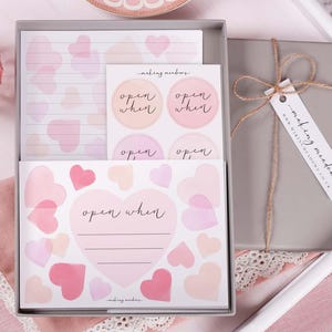 Open When Letter Kit - Heart Stationery, Stickers & Envelope Set For Long Distance Gift