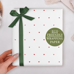 Red Heart Valentine Wrapping Paper For Anniversary - Luxury Gift Wrap, Folded
