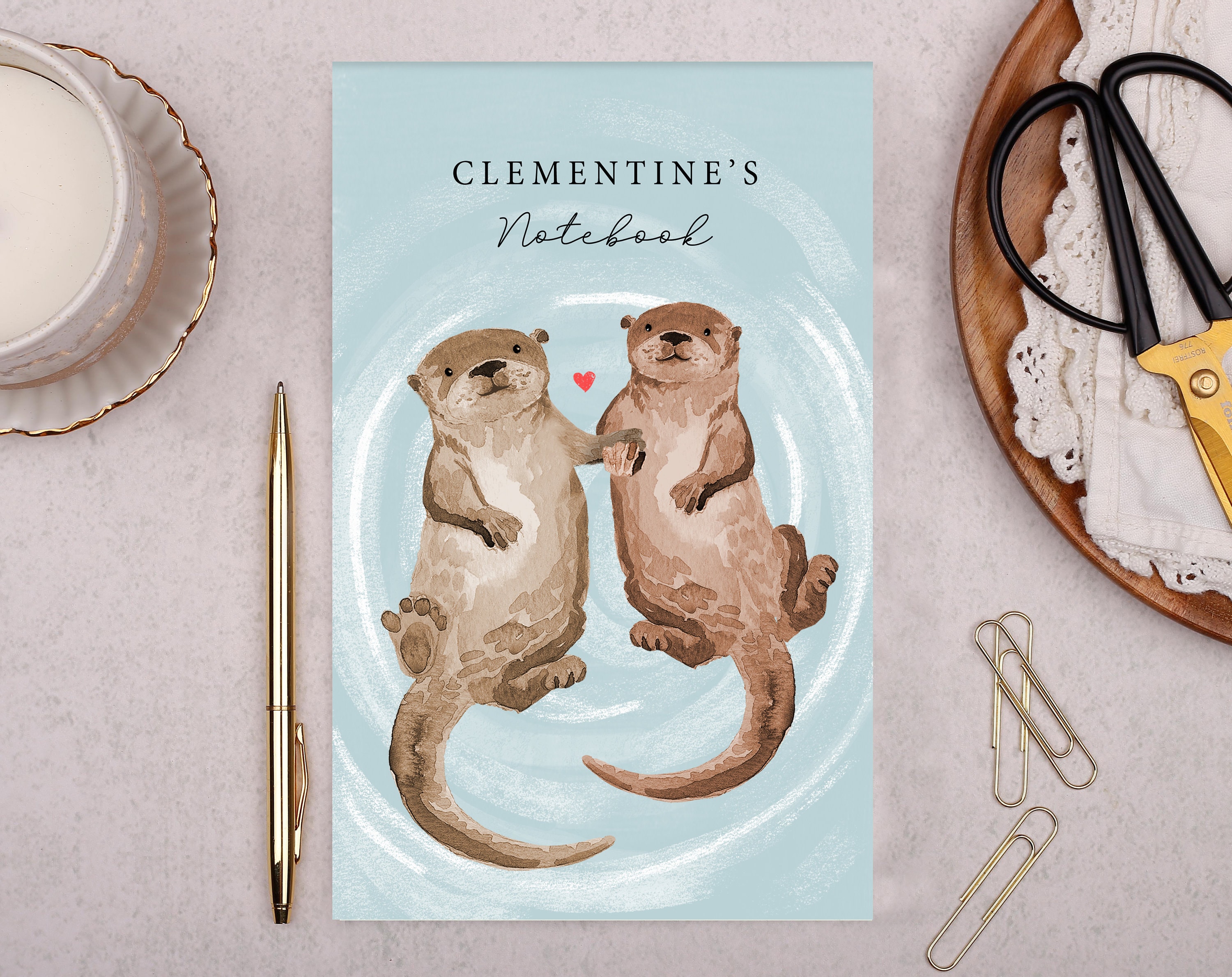 Personalised Notebook | Floating Otters In Love Tear Off Paper Notepad | To Do List | Desk Pad | Shopping List | Paper pad | Office Gift