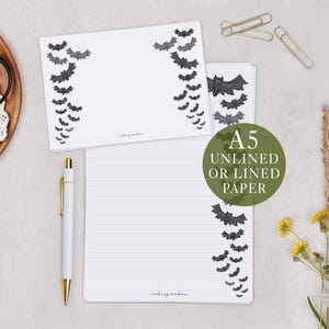 A5 Letter Writing Paper & Matching Envelopes In Gothic Bat - Lined or Unlined Stationery Set