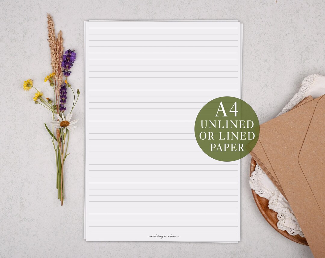 A4 or A5 Blank Letter Writing Paper Continuation Pages - Lined or ...