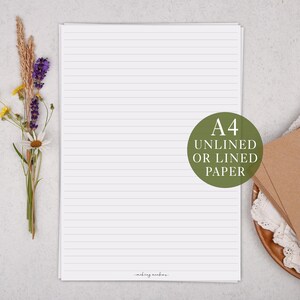 A4 or A5 Blank Letter Writing Paper Continuation Pages - Lined or Unlined Stationery Set