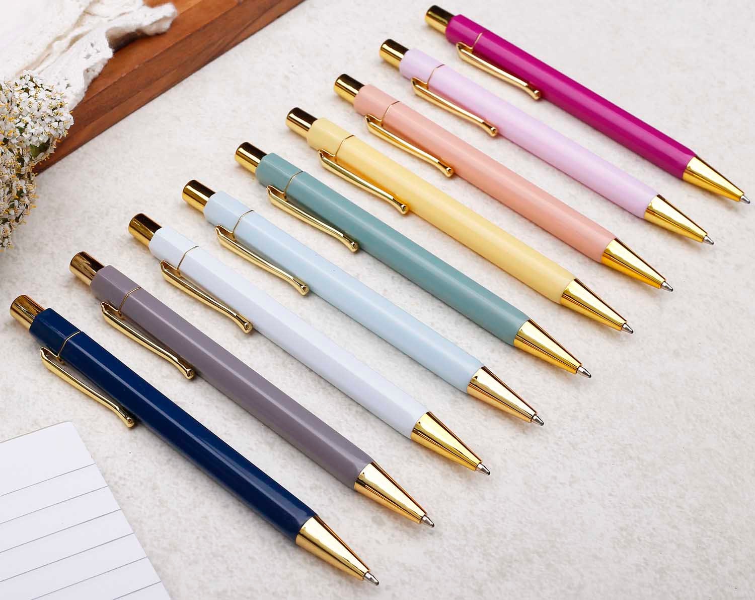 Authentigo Fancy Ballpoint Pen Set For Women, 2 Ballpoint Pens for  Journaling and Writing, Inspirational Pen Gift Box, Gold Pen and Pink Pen  with Gold