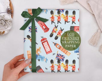 Birthday Wrapping Paper With London Design - Luxury Gift Wrap, Folded