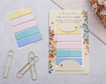 Yellow Transparent Sticky Page Flags - Colourful Annotation Tabs for Study & Office
