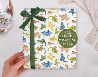 Dinosaur Birthday Wrapping Paper for Children - Luxury Gift Wrap, Folded