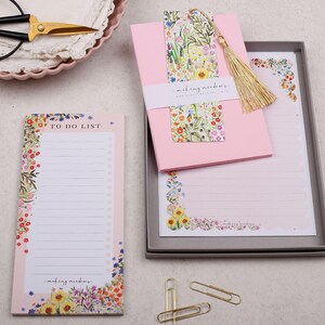 pink garden flowers stationery gift box