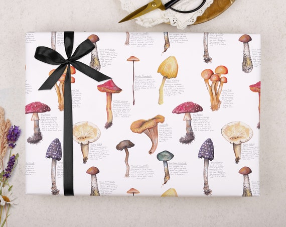 Mushroom Wrapping Paper, Toadstool Gift Wrap, Fungi Birthday Gift Wrap,  Forest Wrapping Paper, Toadstool Patterned Wrapping Paper, Wrapping 