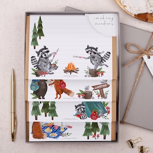 Children's Letter Writing Set with envelopes - Gift Box or Flat Pack  - 32 letter writing paper sheets & 16 envelopes in an animal design