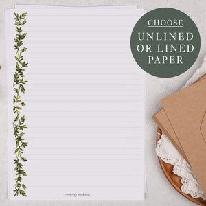 A4 Letter Writing Paper Sheets with a Green Botanical Leaf Border