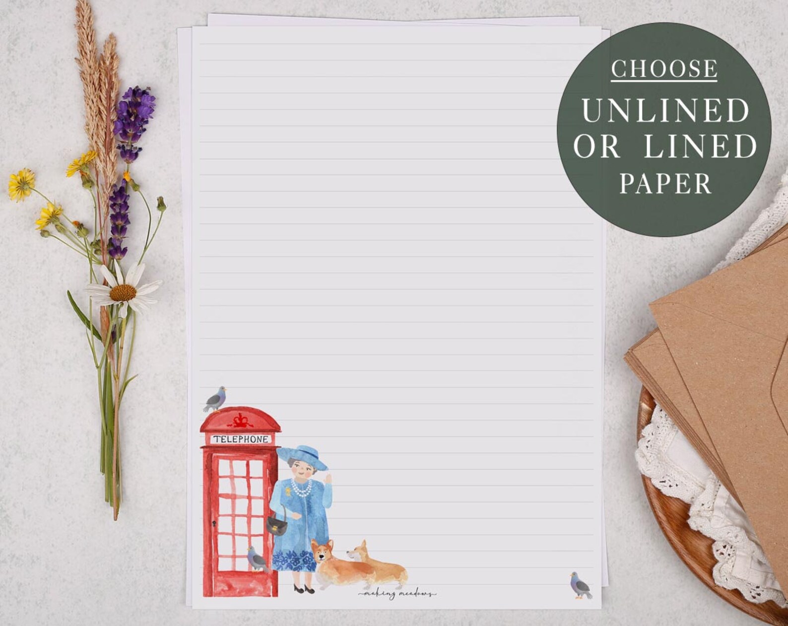 A4 Letter Writing Paper Sheets London Watercolour the Queen Etsy