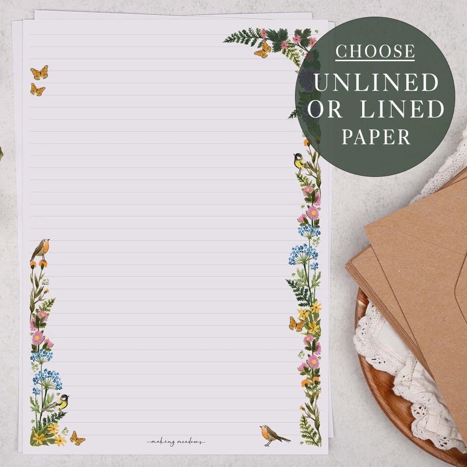 Lined Writing Paper with Wide Space for Big Letters