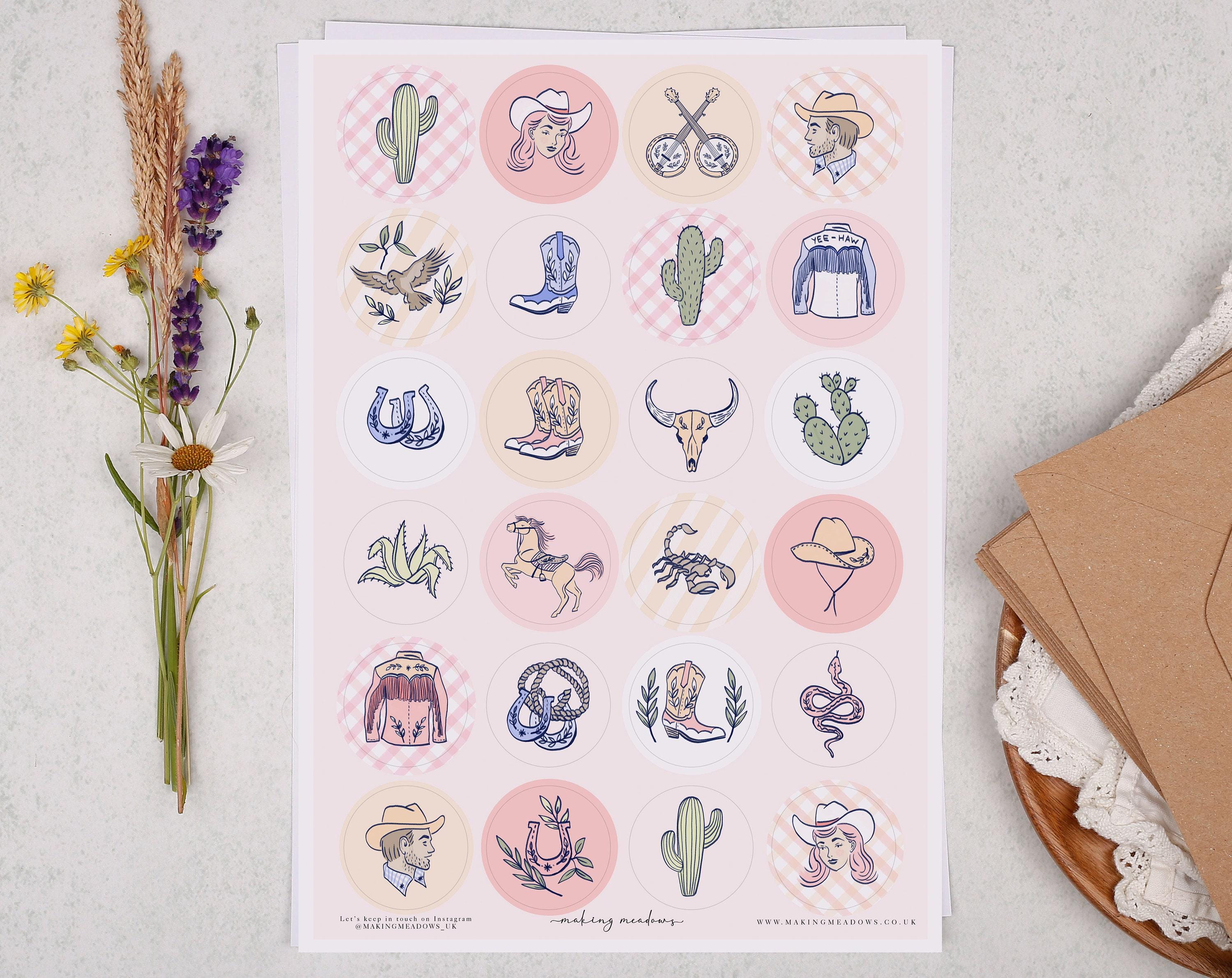 Sticker Chart For Kids Rodeo Rodeo Cowgirl Sticker Sheet - Stationery for Envelope Seals, Letter ...