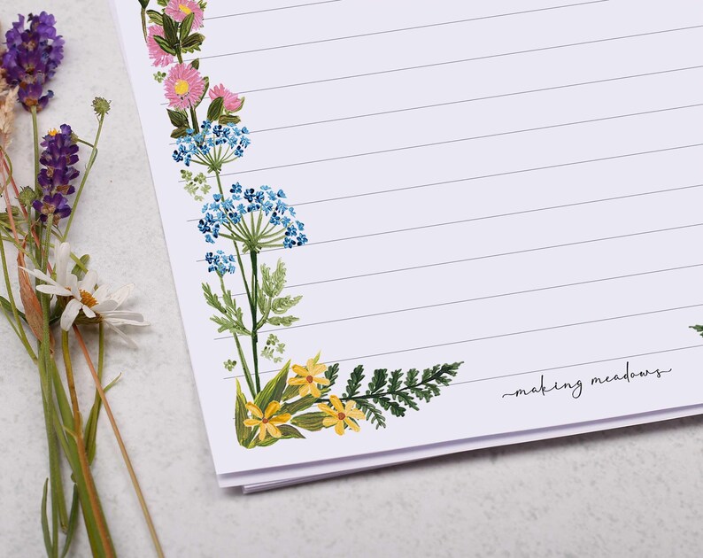 A5 Personalised Letter Writing Paper Box With Meadow Flowers - Lined or ...