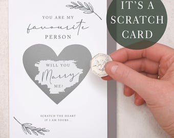 Will You Marry Me Scratch To Reveal Card - Botanical Silver Heart Surprise Proposal
