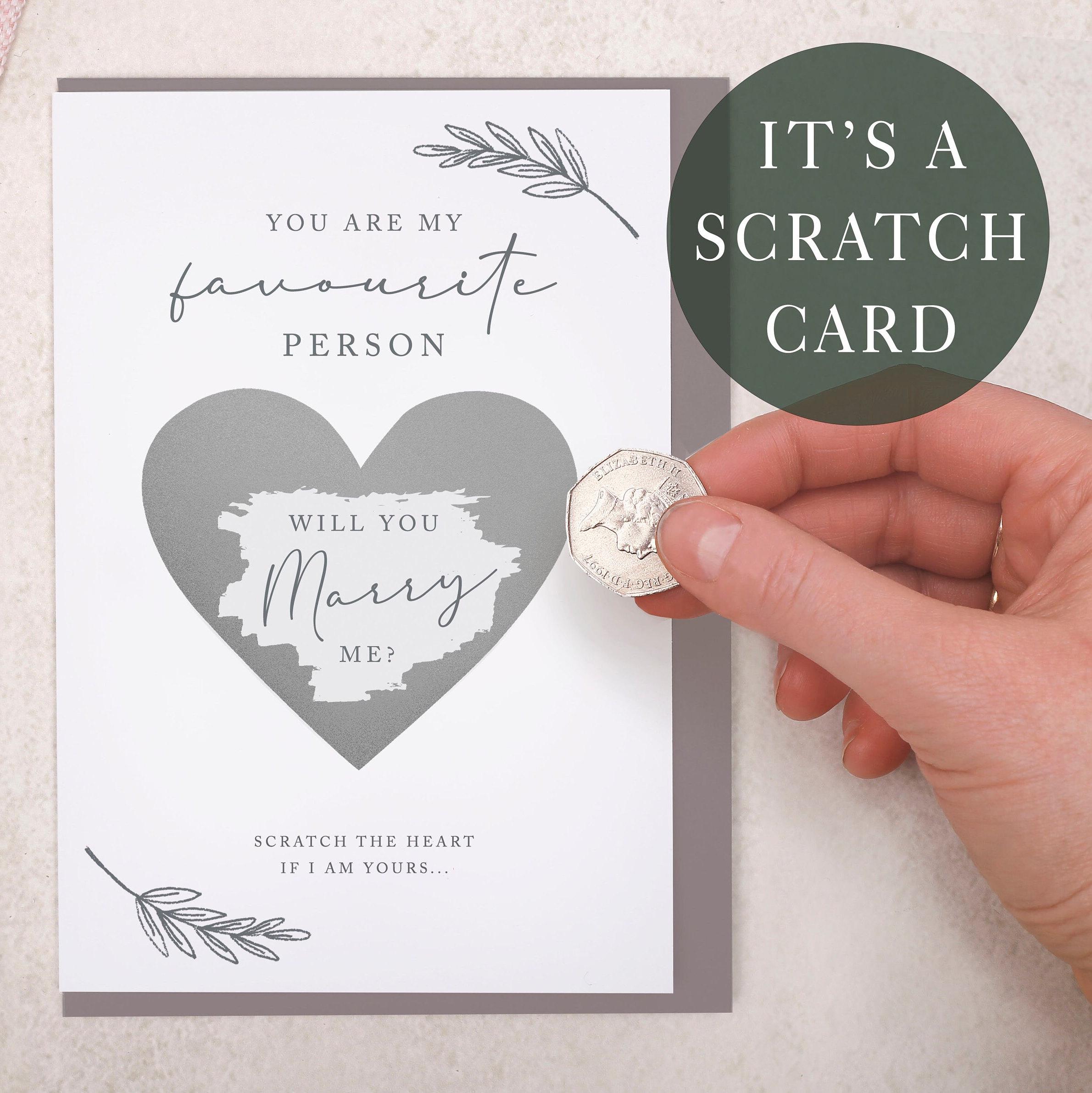 Will You Marry Me Scratch to Reveal Card - Botanical Silver Heart ...