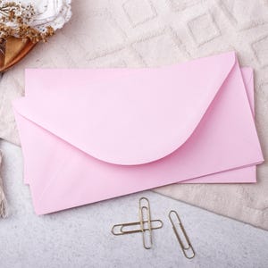 Light Pink DL Envelopes | Gummed Diamond Flap 100 gsm Envelope For A4 paper | Eco UK Made Envelopes | Letter Writing or Office Stationery