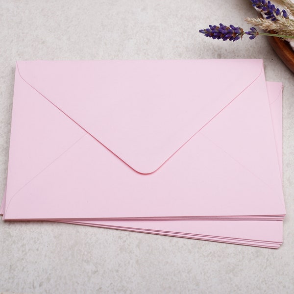 C6 Light Pink Envelopes | Gummed Diamond Flap 100gsm Envelope | Pretty Coloured Envelope | Letter Writing or Wedding Invitation Stationery