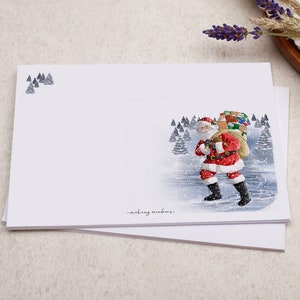 C6 Decorated Envelopes | Traditional Father Christmas Santa Design | Gummed Diamond Flap 100gsm Envelope | Letter Writing Patterned Envelope