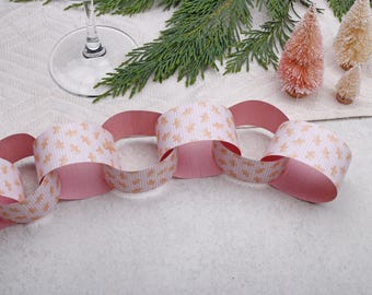 Christmas Paper Chain Kit With Pink Gingerbread - DIY Traditional Garland, 4m Length