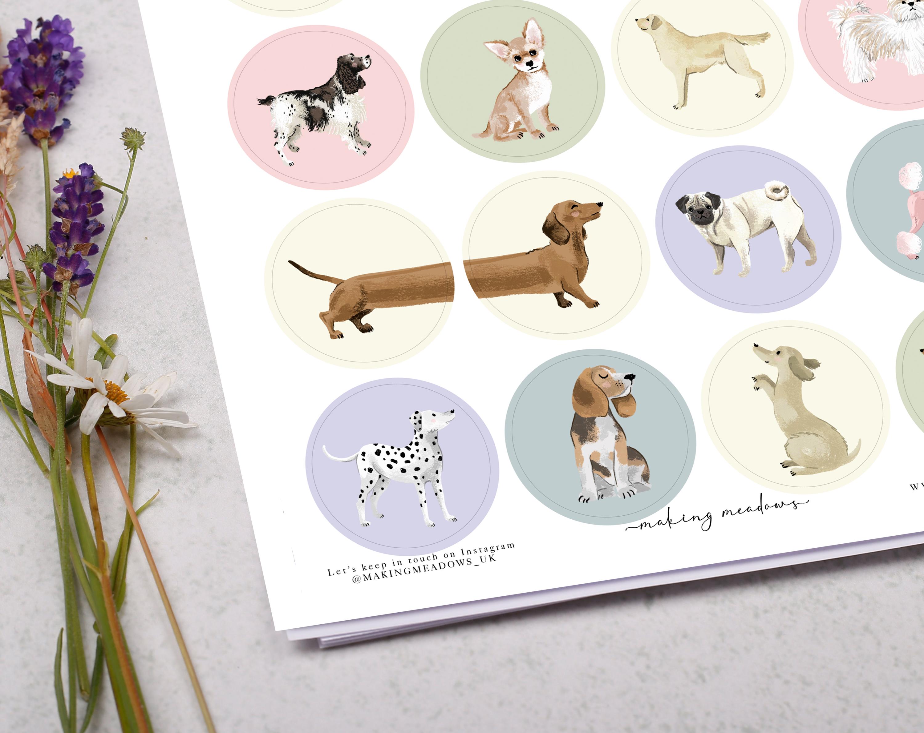 Dog Sticker Sheet - Stationery for Envelope Seals, Letter Writing or ...