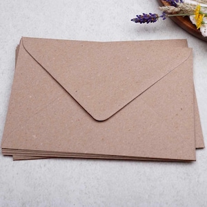B6 Kraft Envelopes With Gummed Flap - Rustic Envelope For Letter Writing or Wedding Stationery Kraft Envelopes