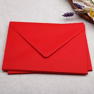 B6 Kraft Envelopes With Gummed Flap - Rustic Envelope For Letter Writing or Wedding Stationery Red Envelopes