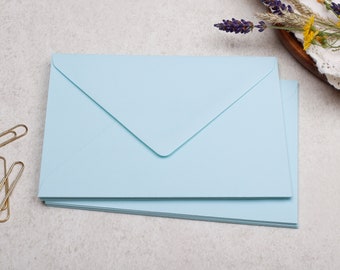 C6 Light Blue Envelopes | Gummed Diamond Flap 100gsm Envelope | Pretty Coloured Envelope | Letter Writing or Wedding Invitation Stationery