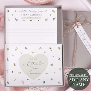 Personalised "A Letter To My Son As I Watch You Grow" Botanical Letter Writing Paper | Keepsake New Mum Gift | Sentimental Baby Shower Gift