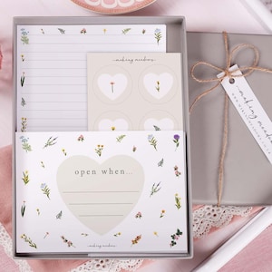 Open When Letter Kit - Floral Stationery, Stickers & Envelope Set For Long Distance Gift