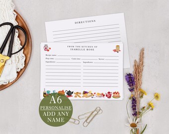 Food Recipe Cards - A6 Double Sided Personalised Notecard Gift Set
