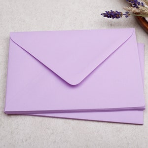 C6 Lilac Envelopes | Gummed Diamond Flap 100gsm Purple Envelope | Pretty Coloured Envelope | Letter Writing or Wedding Invitation Stationery