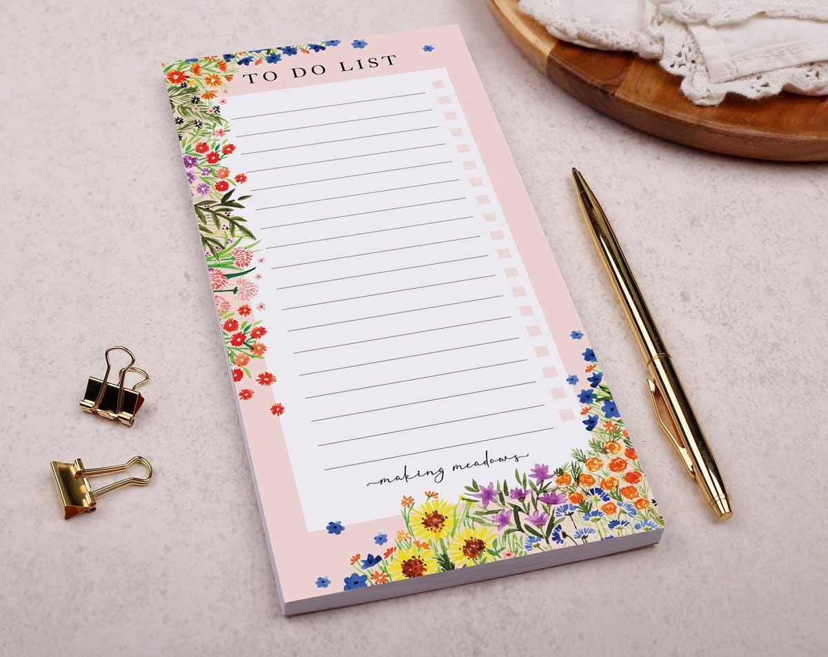 To Do List Notepad With Pink Floral Design - Desk Stationery & Shopping ...