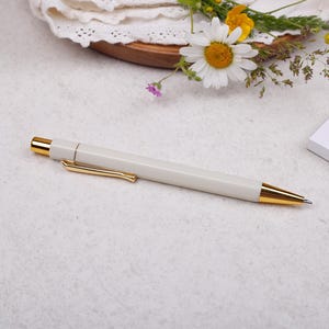 Cream & Gold Pen - Luxury Ballpoint For Writing or Wedding Guest Book (Black Ink)