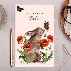 Personalised Notebook | Traditional Rabbit With Poppy Tear Off Paper notepad | To Do List | Desk Pad | Paper pad | Office Gift