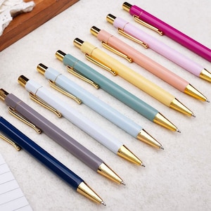 Pastel Colour & Gold Ballpoint Pen | Pretty Pastel Pen | Cute Pen | Guestbook Pen | Black Ink | Letter Writing Pen | Stationery Stylish Pen