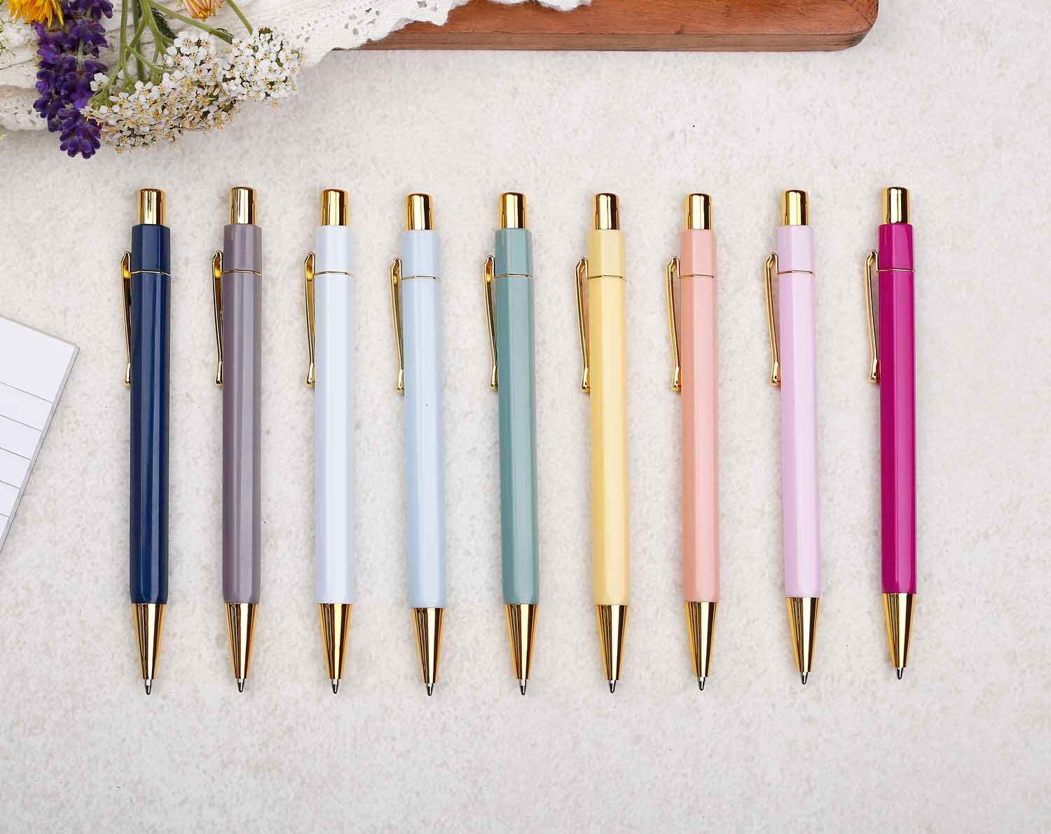 Authentigo Fancy Ballpoint Pen Set For Women, 2 Ballpoint Pens for  Journaling and Writing, Inspirational Pen Gift Box, Gold Pen and Pink Pen  with Gold
