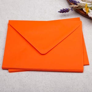 B6 Kraft Envelopes With Gummed Flap - Rustic Envelope For Letter Writing or Wedding Stationery Orange Envelopes