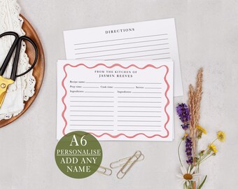 Pink Recipe Cards - A6 Double Sided Personalised Notecard Gift Set