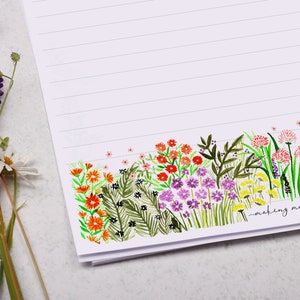 A4 Letter Writing Paper Sheets | Watercolour Garden Flowers | Lined or ...