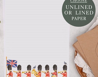 A4 Letter Writing Paper Sheets | London Watercolour queen's guards | Lined or Unlined Paper | Stationery Gift or Thoughtful Present