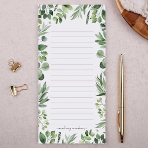 To Do List Notepad With Green Botanical Design - Desk Stationery & Shopping List Pad
