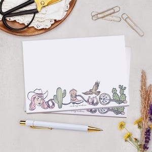 C6 Decorated Envelopes With Pink Cowgirl Design - Envelope For Letter Writing Stationery Set