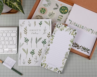 Personalised Botanical Stationery Box - The perfect eco friendly gift for a stationery addict | New job, good luck gift